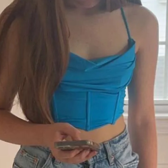 Whistle To My Heart Crop Top Blue from Hello Molly - Picture 3 of 4